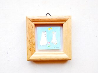 小さな絵　原画「春の日」水彩　※木製ミニ額縁入りの画像