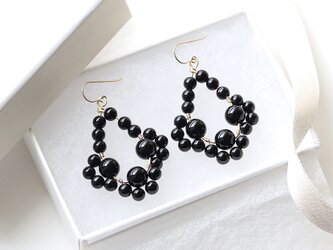 天然石オニキス 黒レース 14Kgf  ピアス/イヤリング --Graceful Lace--の画像