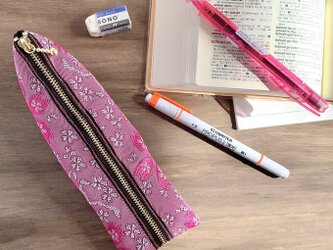 【河津桜】畳縁　テトラ型　ペンケース　桜　春　ピンク　フューシャ　フクシアの画像