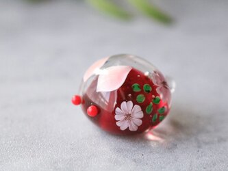 ガラスのうさぎ（桜）ミニサイズ　金赤の画像