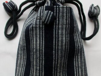 ７０２０　唐桟縞の着物で作った巾着袋＃送料無料の画像
