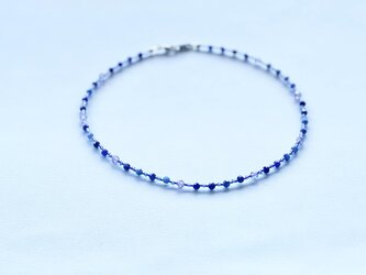 きらめく紫陽花色　青紫のビーズネックレス　ソーダライトの画像