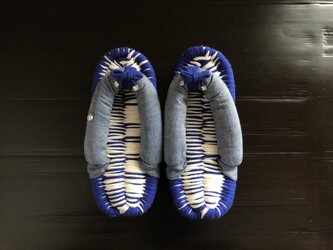 No.147【FLIP TEE FLOP】21.5cm 上質なJonoJonoを使った布ぞうり 布草履 子ども キッズ ブルーの画像
