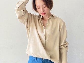 2Way なめらかリヨセル シャツ　サンドベージュ　0380BEの画像