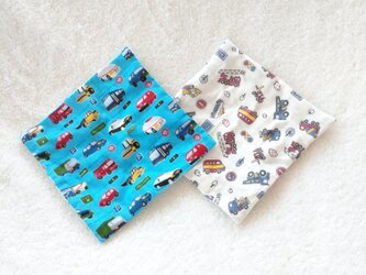 ２枚セット♪Wガーゼのキッズハンカチ  車&魚の画像