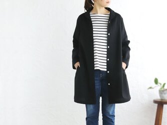 春夏秋と役立つ一枚 リネンショールカラー ジャケットコート 着丈89cm （ブラック）CO08の画像