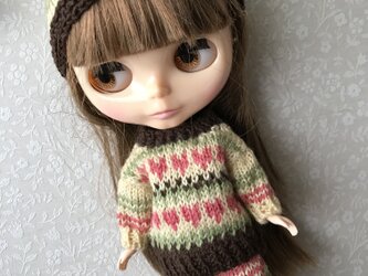 ドールニット・編込ハート３点セットAH2の画像