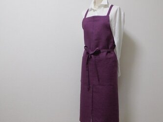 ヨーロッパリネン　バッククロスエプロン　＊　アメシストの画像
