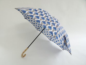 プロバンス風 ブロックプリント/バンブー持ち手日傘の画像