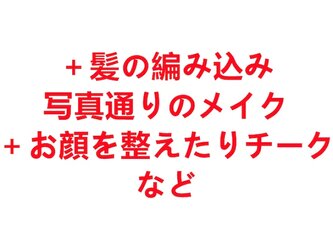 ぬい＋髪の編み込み（簡単のタイプ）  写真通りのメイク ＋お顔を整えたりチーク などの画像