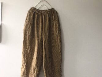 ストライプリネンのゆったりパンツ(042)の画像