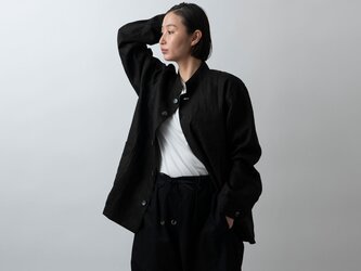 木間服装製作 jacket リネン black｜unisex freesizeの画像