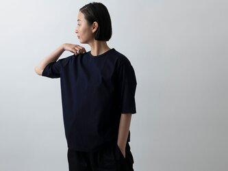 HANDROOM WOMEN'S クルーネック5分袖Tシャツ ネイビー｜ladiesの画像