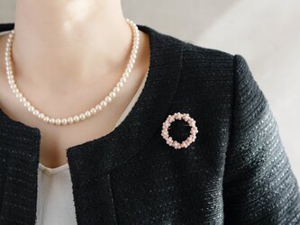 【ブローチ】桜 春色 リース・ピンクソープストーンの画像