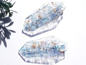 アクアマリン、オパール、金箔による、輝く水面（みなも）のジュエルヘアクリップ　～Thetisの画像