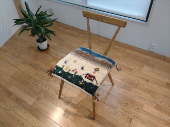 ペルシャ絨毯　ギャッベ　ミニマット　風景画　40.5×39cmの画像