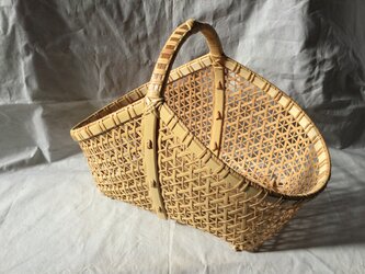 小入れ麻の葉編みバスケット(中)の画像