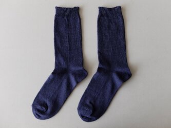 リネンニット ソックス（セーラーブルー）22-24cmの画像