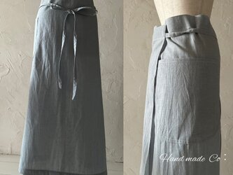 マキシソムリエ エプロン : : スモーキーな水色ダンガリーの画像
