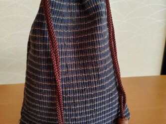 裂き織りの信玄袋、巾着袋②の画像