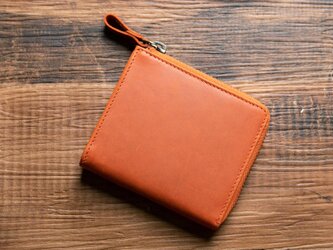 【手のひらサイズの整理整頓革財布】名入れができる TIDY mini l字ファスナー オレンジ HAW032の画像