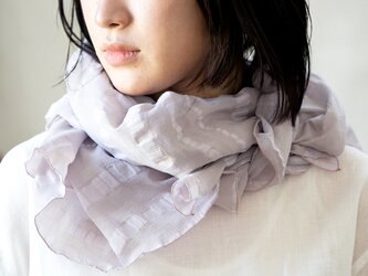 Linen＆Organiccotton　ボーダー（ラミー）ストール【ラベンダー染／ボタニカルダイ】の画像