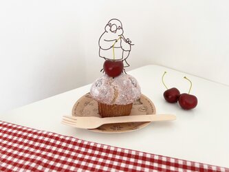 お菓子作りが大好きな文鳥のマフィンオブジェの画像
