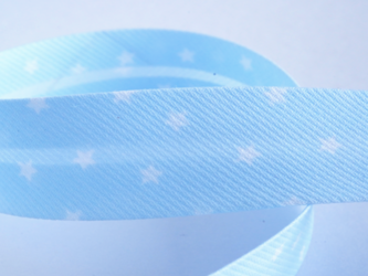 (1m) 20mm幅 星柄バイアステープ ブルー スペイン製 ＊ 水色 パステルカラーの画像