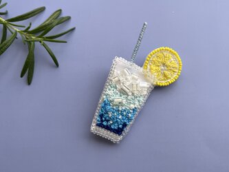 手刺繍ブローチ※レモンソーダの画像