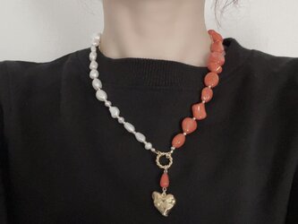 Heart & Halfcolor pearl necklaceの画像