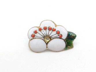 ひな祭り・桃の花の七宝焼ピンブローチ（ピンバッジ）【受注制作】の画像