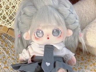 無属性 ぬいぐるみ 20cm 着せ替えぬいぐるみ グレーの髪とグレーの目女の子 綿人形 コットンドール キャラクターぬいぐるみの画像