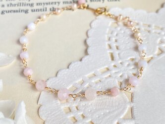 14kgf【天使の微笑み】モルガナイト、ピンクオパール、淡水真珠のふんわりブレスレット ac/682の画像