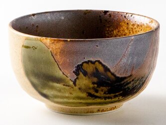 【お稽古・贈り物・初心者・新品】 美濃焼信楽風織部釉茶碗 紙箱 【2個セット】の画像