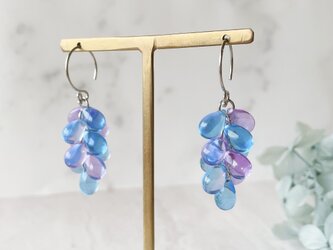 あじさいの実　チェコガラスドロップのピアス/イヤリングの画像