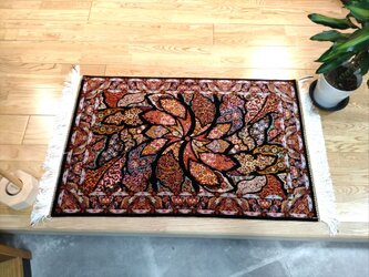 ペルシャ絨毯　ネイアブリシャム　ハイブリッド　玄関マット　90x60cm　PS3951の画像
