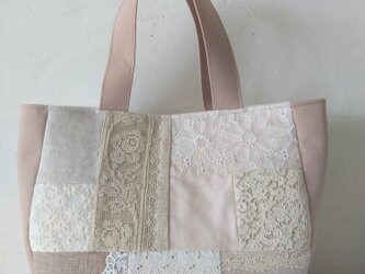 アンティークレース*リネン*パッチワーク*トートバッグの画像