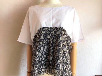ヨーク切替えブラウス【送料無料】古着リメイク　花柄の画像