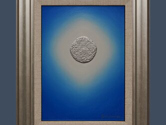 肉筆原画●【プラチナ青のひかり】●がんどうあつし絵画油絵シルバー額付銀光冷静沈静の画像