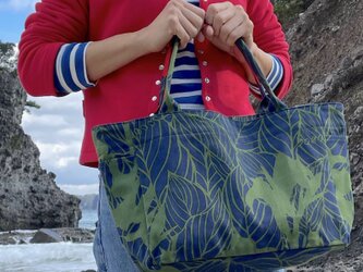 （M・サイドポケット付）トートバッグ「カンナ」希望_グリーンの画像