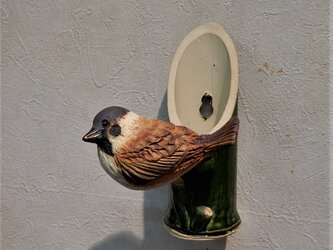 竹にすずめの壁飾り（花器）の画像