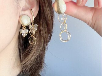 ラスター彩　陶器のイヤリングとイヤカフのセットの画像