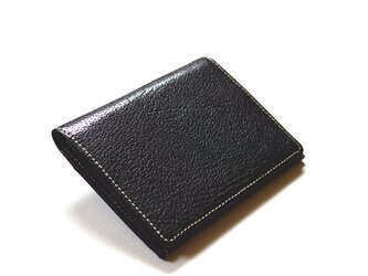 ３営業日以内発送可【名刺入れ：ブラック】ベビーバッファロー（仔水牛）革製　MK-2005-BB_Zの画像