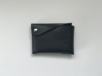 栃木レザー マルチポケット手縫いカードケース　ブラック色オイル仕上げの画像