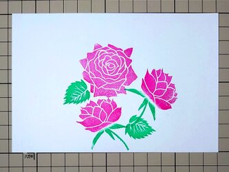 消しゴムはんこ「薔薇・ばら・バラ①」3個セットの画像