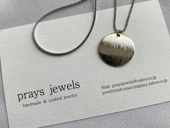 Circle Metal Necklaces　ヘアラインサークル・ラウンドプレートシルバーメタルネックレス　約45・50ｃｍの画像
