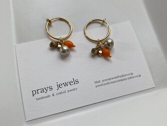 フープ＆ヴィンテージチャーム ジュエリーライクイヤリング・ノンホールピアス　大振りイヤリングの画像