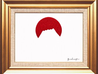 油絵原画●【日の出の太陽と白富士】がんどうあつし肉筆絵画F4号額縁付富士山朝日本の画像