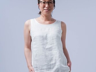 【wafu】●Lサイズ●リネンタンクトップ 脇汗対策の救世主 脇汗速乾 よしタンク / 白色 p005c-wht1-lの画像