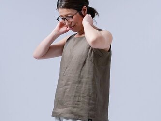 【wafu】●LLサイズ● リネンタンクトップ 脇汗対策の救世主 脇汗速乾 よしタンク / 鶯茶 p005c-ugc1-llの画像